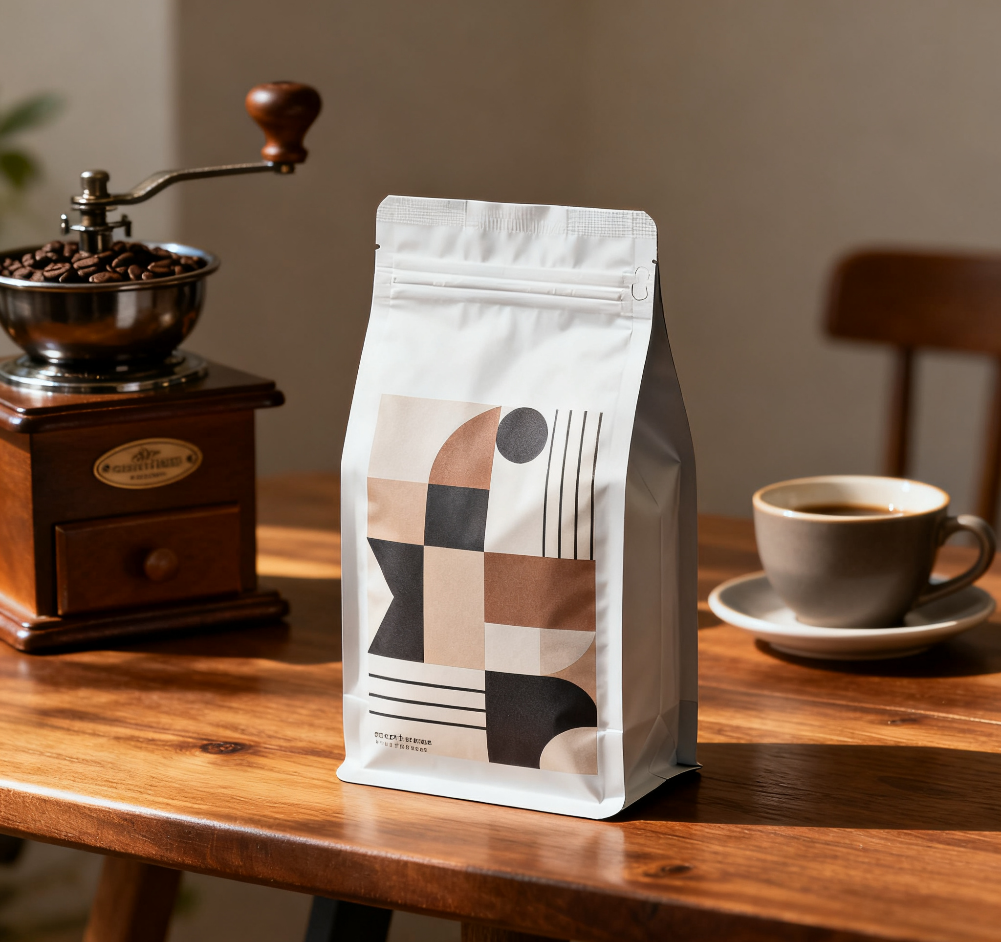 Flat bottom bag with Kraft Paper Flat bottom bag with Kraft Paper