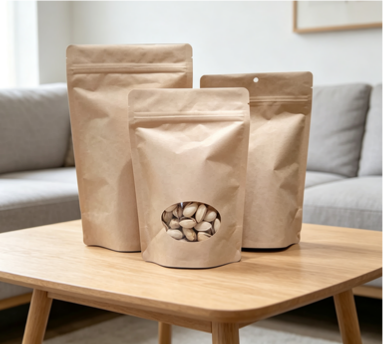 Kraft paper bag with window for nuts Kraft paper bag with window for nuts
