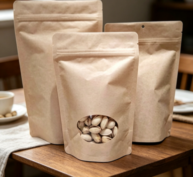 Kraft paper bag with window for nuts Kraft paper bag with window for nuts