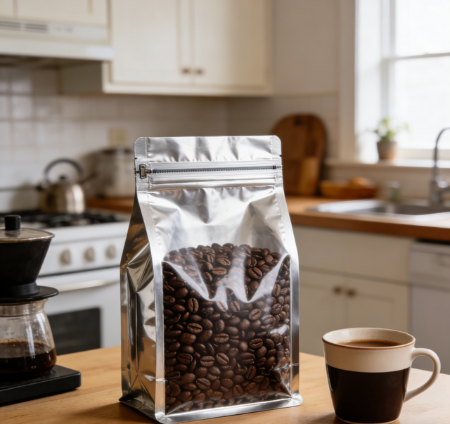 Flat Bottom Food Bag with Resealable zip