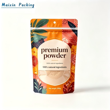 Stand Up Zipper Powder Plastic Pouch with Shape Window